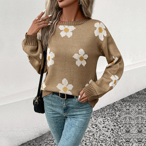 Mehrfarbiger modischer Langarm-Jacquardpullover für Damen m300625 