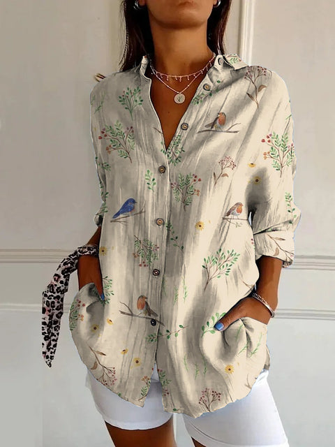 Sommertrend Langarmshirt Blumenmuster Druck 3D Shirt m301226 
