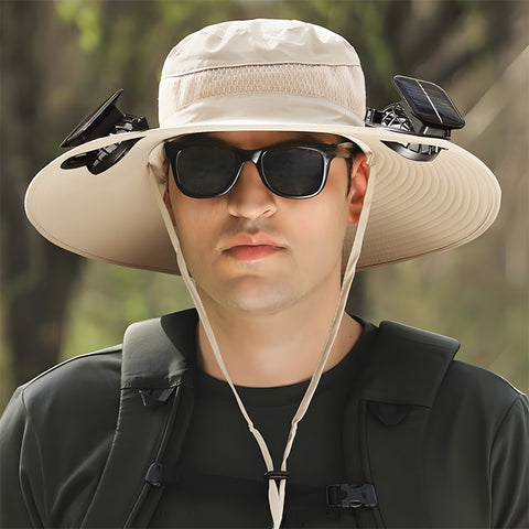 Chapeau de ventilateur solaire d'été pour la maison avec pare-soleil de ventilateur casquette de protection solaire m3331324
