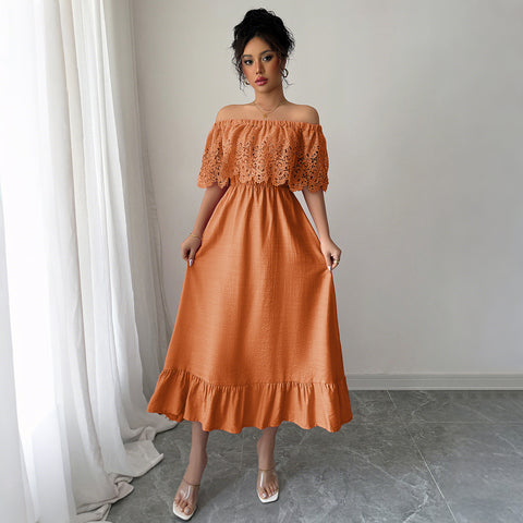 Elegantes, schulterfreies A-förmiges langes Kleid m301401 