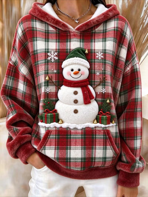 Christmas snowman 3D printed sweater flannel loose top FF303507
