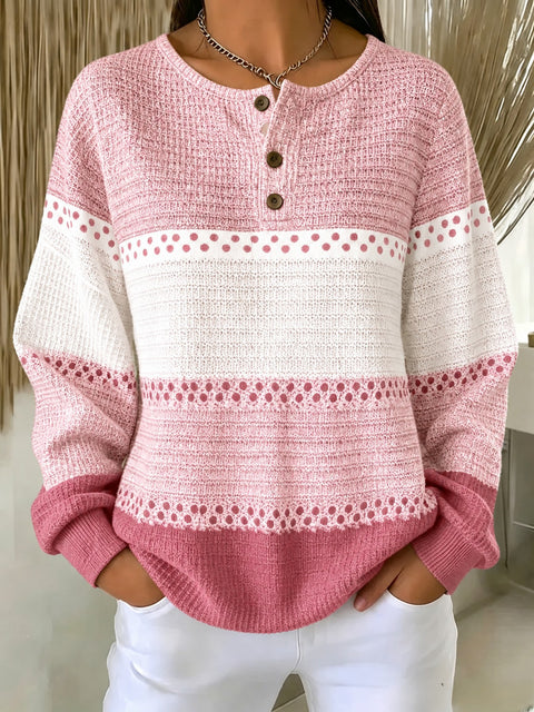 Delicate plaid fashion print women's button sweater FF303387