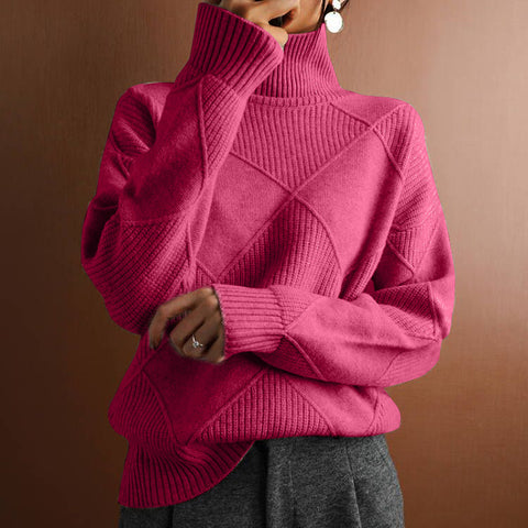 Pullover lose temperament pendler gestrickte pullover einfarbig rollkragen raute mode pullover frauen m300510 