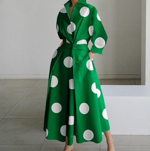 Fashion Long Sleeve V-neck Printing Dress M300331