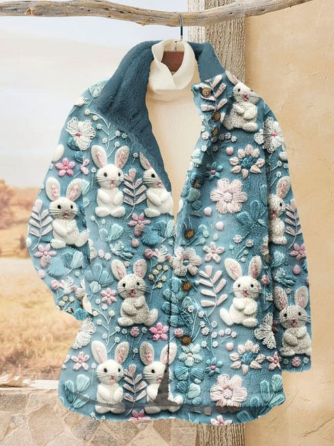 Loose 3D digital print women fleece jacket top autumn and winter m302122