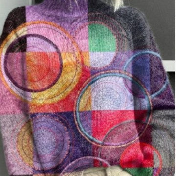 Christmas abstract print casual cape jacket cardigan m301686