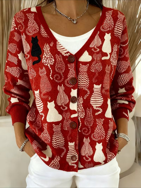 Autumn and winter European size 3D digital printing women's shoulder cardigan sweater FF303406 02
