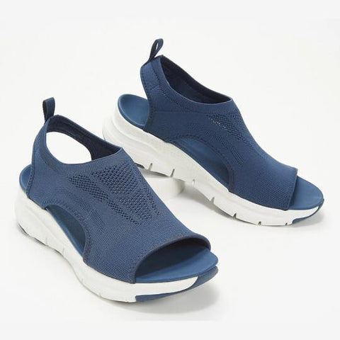 Chaussures d'été en maille à semelles épaisses, à enfiler, style bouche de poisson, décontractées, pour femmes, M3331069 
