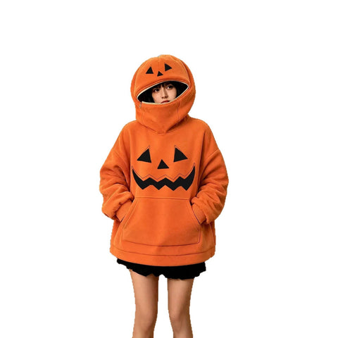 Halloween pumpkin sweater loose hooded top m303232