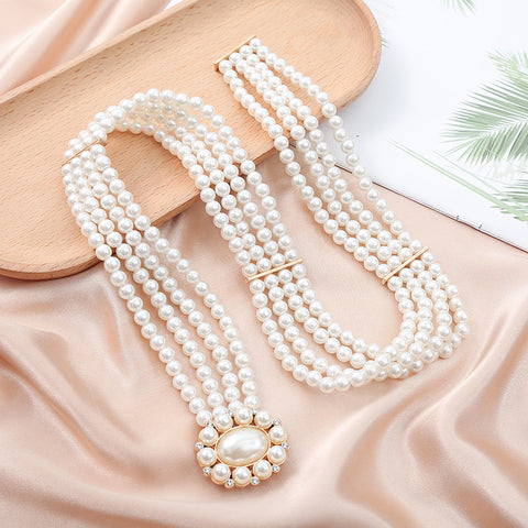 Damen Kette Perlen Strass mit Gürtel M3331056