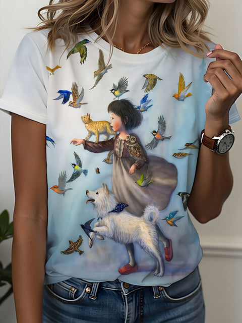 Women's Crew Neck Short Sleeve Casual Fashion Top m302607