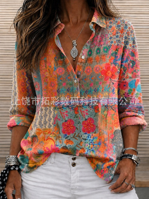 3D printed casual top women's loose top m303043