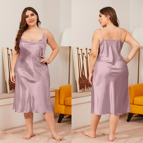 Ice silk nightdress women's summer one-piece swinging collar suspender loose loungewear m301494