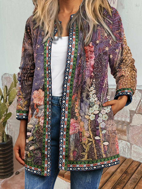 Autumn and winter retro ethnic style print jacket cardigan m303251 05