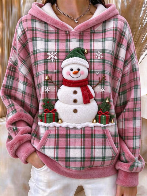Christmas snowman 3D printed sweater flannel loose top FF303507
