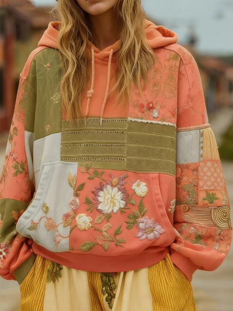 casual hooded long-sleeved pullover, regular digital printing women's sweater FF303127