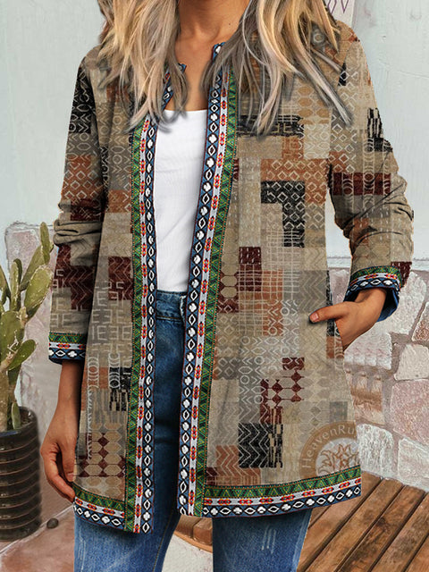 Autumn and winter retro ethnic style print jacket cardigan m303251 05