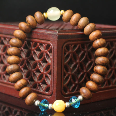Natürliches vietnamesisches Huanghuali-Armband mit 108 Buddha-Perlen, Lotusarmband aus Palisander, duftendes Wenwan-Holzarmband m3331302