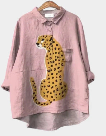 Lässiges Damen-T-Shirt mit Rundhalsausschnitt und lockerem Druck in großen Größen m301283 