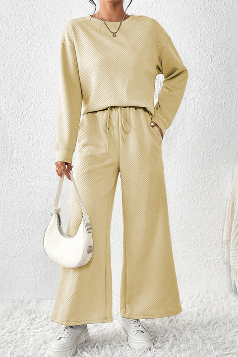 Loose and simple solid color casual suit women's autumn and winter new texture drawstring sportswear women's m301814