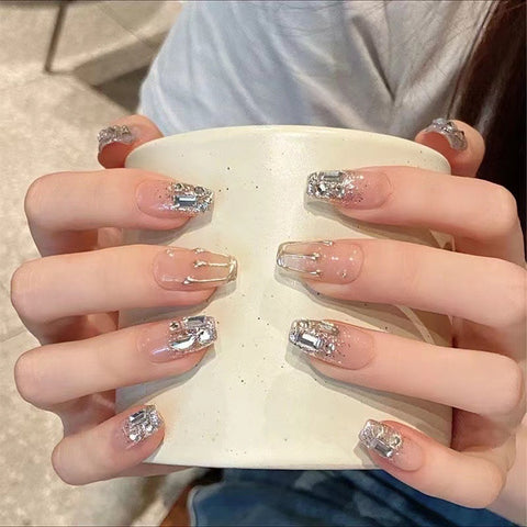 Photothérapie faite à la main pure portant du brandy pour ongles en forme de diamant spécial nail art en gros réutilisation nail art patch amovible m3331219