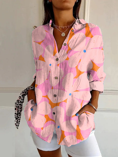 Sommertrend Langarmshirt Blumenmuster Druck 3D Shirt m301226 