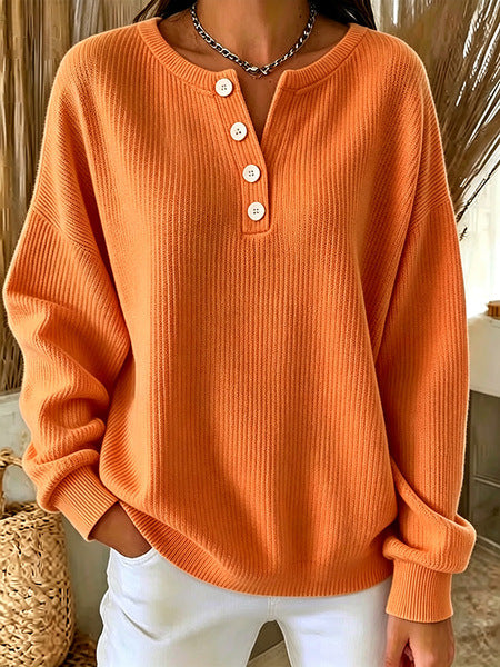 Waffle Top Waffle Long Sleeve Crew Neck Henry Sweater FF303390