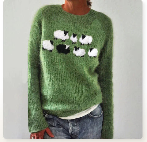 Neuer Pullover mit Rundhalsausschnitt, farblich passender, lockerer, modischer Pullover, Strickpullover m300454 
