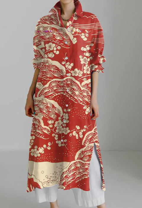 Casual abstract 3D printing autumn and winter long sleeve slit lining m303182