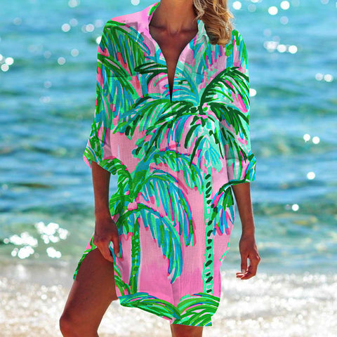 Bikinijacke Shirt Badeanzug Strickjacke Damen bedruckt Resort Strandshirt m301274 