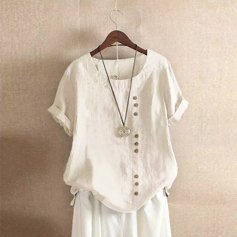T-shirt ample en coton et lin pour femme, vêtement en coton et lin m300111 
