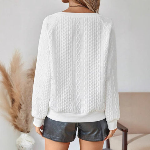 Pull d'hiver décontracté à col rond et boutons torsadés en tricot m301487 