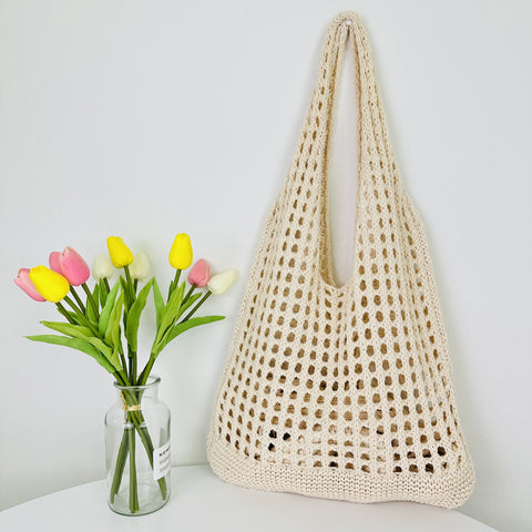 Sac fourre-tout, sac de plage, sac tricoté, sac creux, sac à bandoulière simple, sac tissé, m3331024