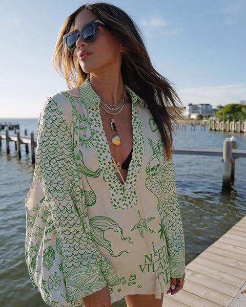 Fashion Casual Positioning Printed Satin Two-piece Set m301592