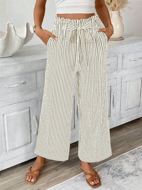 Pantalon droit élégant et décontracté à rayures pour femme m301455 