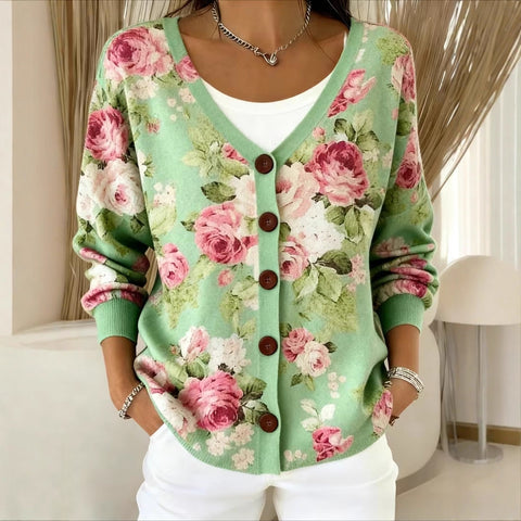 Autumn and winter European size 3D digital printing women's shoulder cardigan sweater FF303406 02