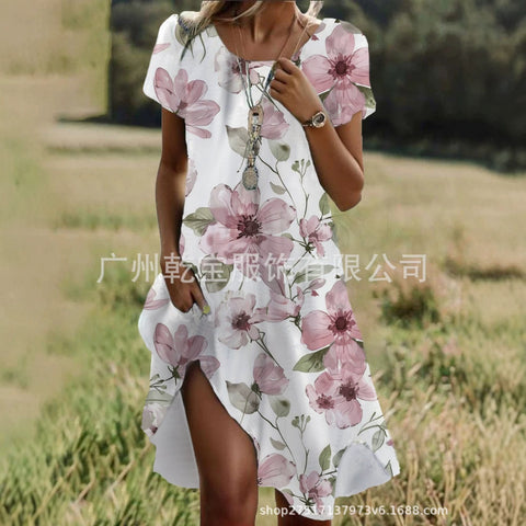 Floral print crew neck casual dress FF303190