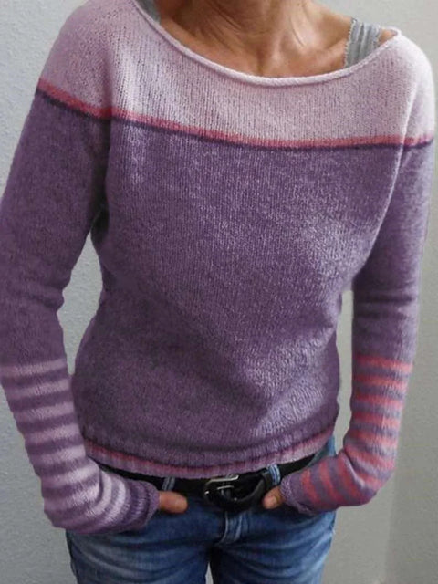 Rundhalsausschnitt, farblich passender, lockerer, modischer Pullover, Strickpullover m300496 