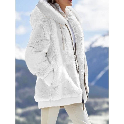 Neue Herbst- und Winterjacke mit lockerem Plüschreißverschluss und Kapuze m300464 