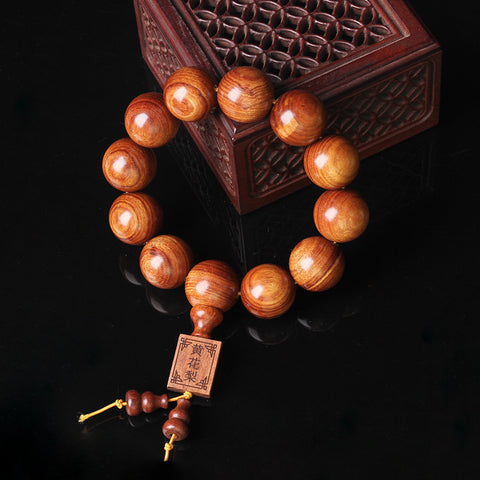 Natürliches vietnamesisches Huanghuali-Armband mit 108 Buddha-Perlen, Lotusarmband aus Palisander, duftendes Wenwan-Holzarmband m3331302