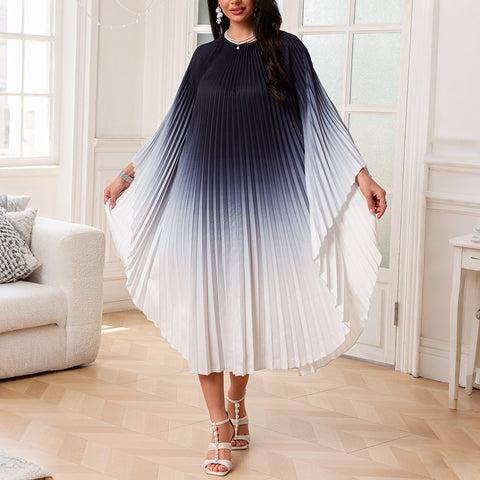Robe longue élégante à cape plissée m301386 