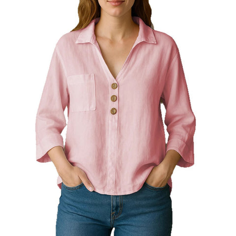 Lapel solid color loose shirt m303107
