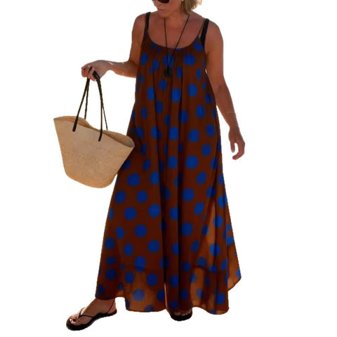 Women's casual loose fashion printed suspender large size seaside beach dress m302340