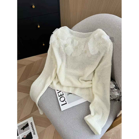 Spring new thin perspective loose soft waxy knitted sweater m301768