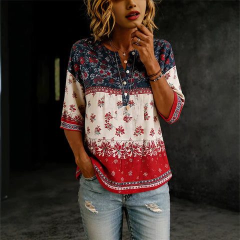Seven-quarter-sleeved POLO shirt top bamboo hemp shirt m302848