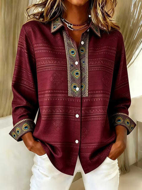 Women's unique ethnic style printed long-sleeved shirt m303211