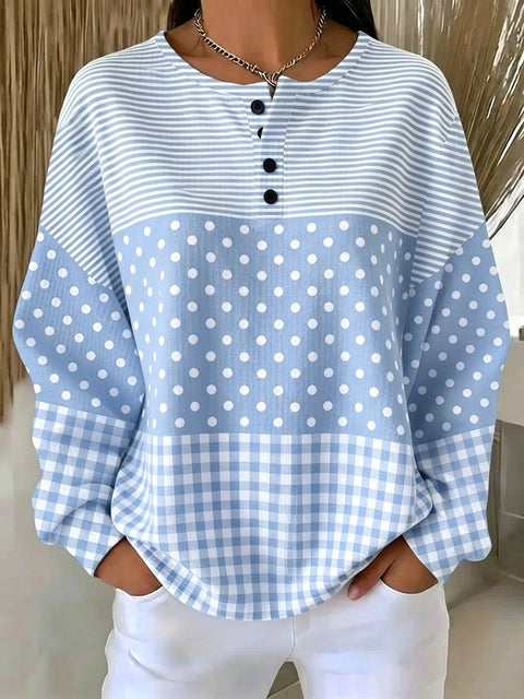 Crew neck 4 buckle spring and autumn fashion pattern 3D printing casual loose women's sweater FF303411 02