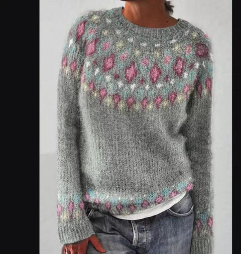 Neuer Pullover mit Rundhalsausschnitt, farblich passender, lockerer, modischer Pullover, Strickpullover m300454 
