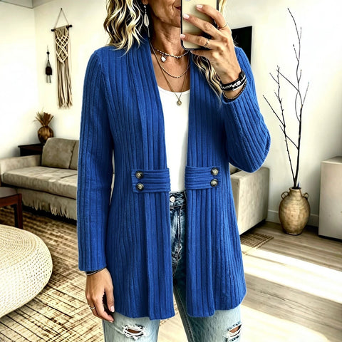 Women's knitted sweater jacket cardigan button polished pit strip jacket FF303396