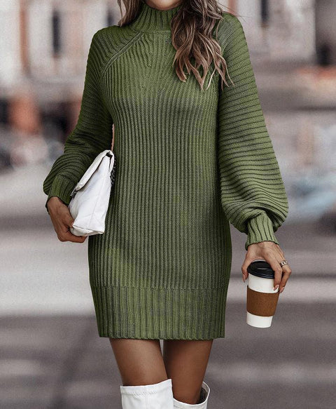 Net farbe langärmeligen mode rollkragenpullover frauen kleid m300497 